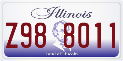 IL license plate Z988011