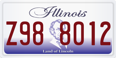 IL license plate Z988012