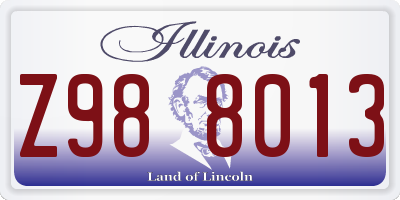 IL license plate Z988013