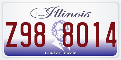 IL license plate Z988014