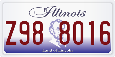 IL license plate Z988016