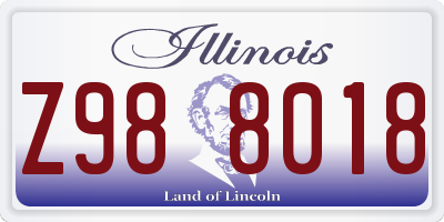 IL license plate Z988018