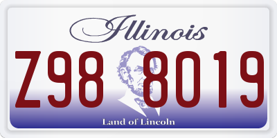 IL license plate Z988019