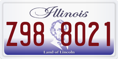 IL license plate Z988021