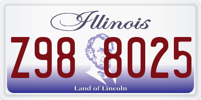 IL license plate Z988025