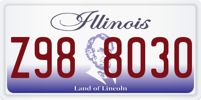 IL license plate Z988030