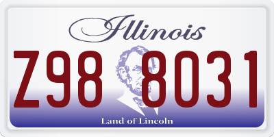 IL license plate Z988031