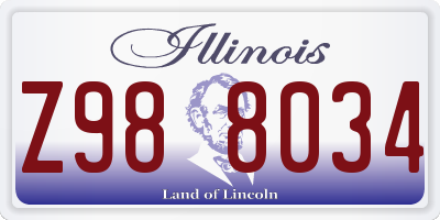 IL license plate Z988034