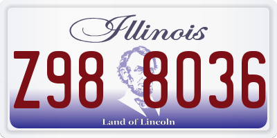 IL license plate Z988036