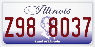 IL license plate Z988037