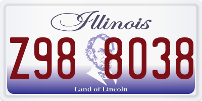 IL license plate Z988038