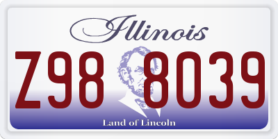 IL license plate Z988039