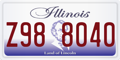 IL license plate Z988040