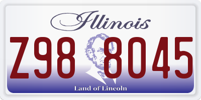 IL license plate Z988045