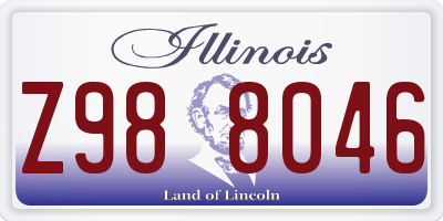 IL license plate Z988046