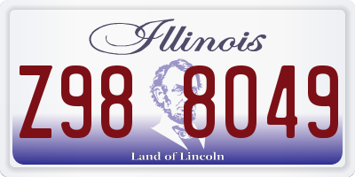 IL license plate Z988049