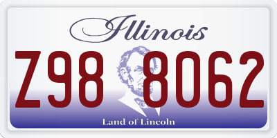 IL license plate Z988062