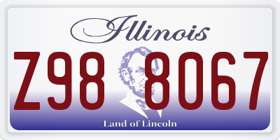 IL license plate Z988067