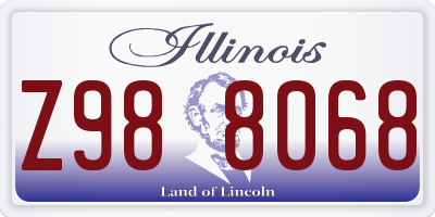 IL license plate Z988068