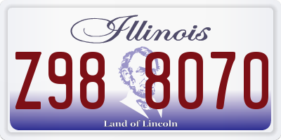 IL license plate Z988070