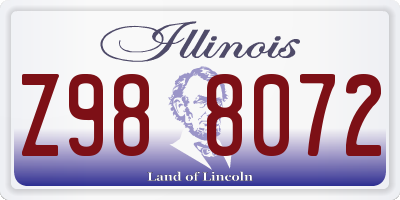 IL license plate Z988072