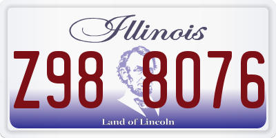 IL license plate Z988076