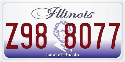 IL license plate Z988077