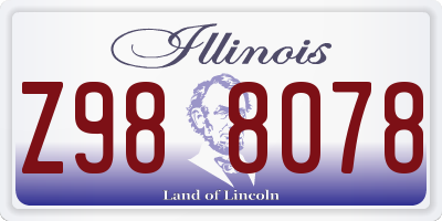 IL license plate Z988078