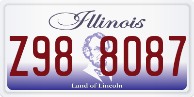 IL license plate Z988087