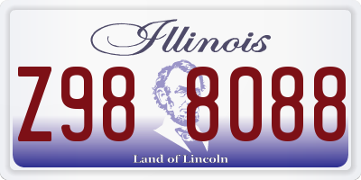 IL license plate Z988088