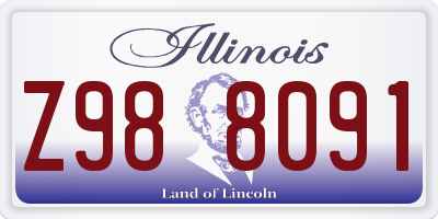 IL license plate Z988091