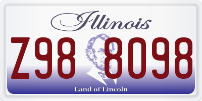 IL license plate Z988098