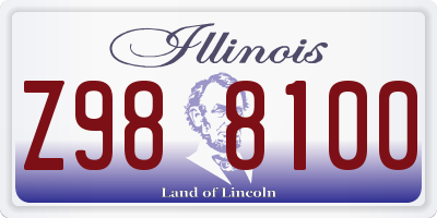 IL license plate Z988100