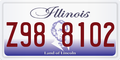 IL license plate Z988102