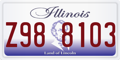 IL license plate Z988103