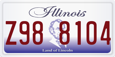 IL license plate Z988104