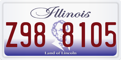 IL license plate Z988105