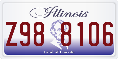 IL license plate Z988106