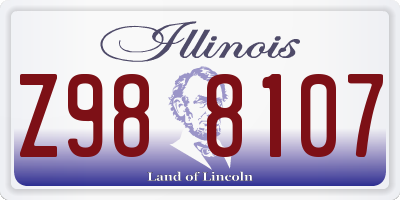 IL license plate Z988107