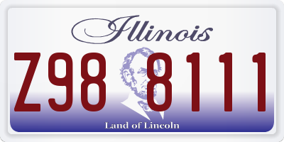 IL license plate Z988111