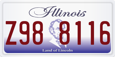 IL license plate Z988116