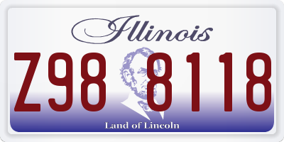 IL license plate Z988118