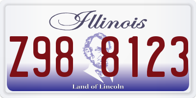 IL license plate Z988123