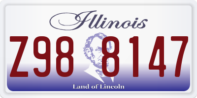 IL license plate Z988147