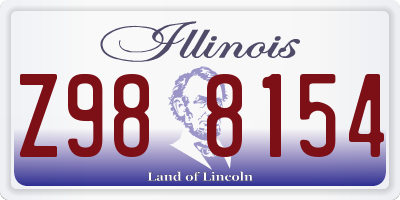 IL license plate Z988154