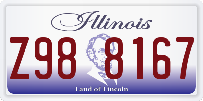 IL license plate Z988167