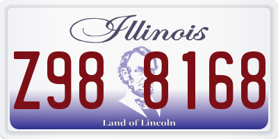 IL license plate Z988168