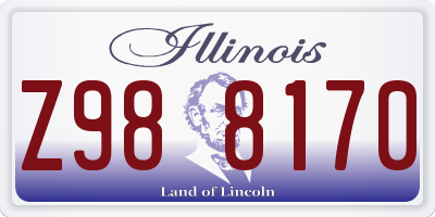 IL license plate Z988170