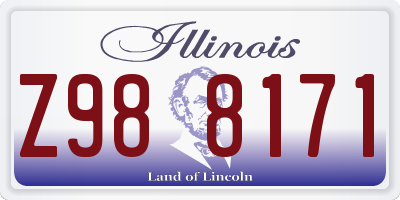 IL license plate Z988171