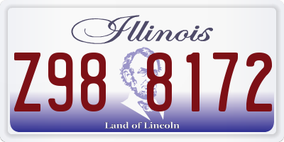 IL license plate Z988172